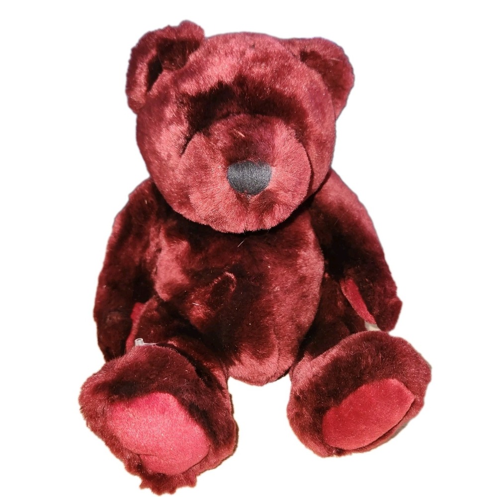 Velvete By Greek 10" Soft Plush Teddy Bear HTF Rare Burgundy / Cranberry‎